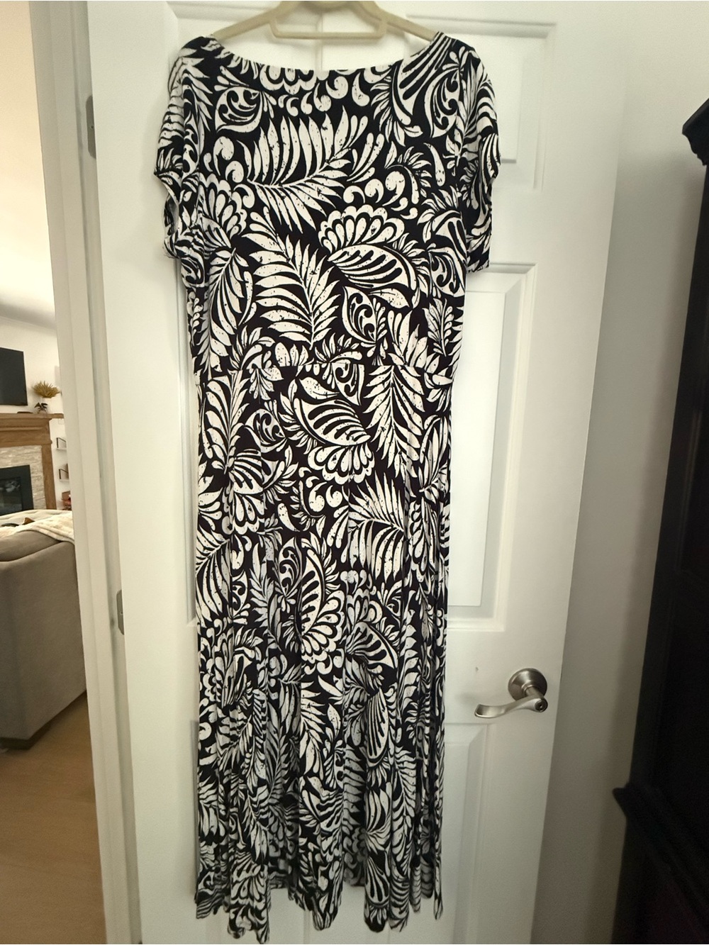 Loft XL Dress Black & Cream Floral Scoop Neck Maxi Dress Ann Taylor - Picture 2 of 4